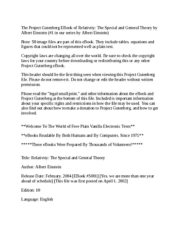 Relativity - The Special and General Theory